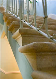 San Gottardo Giallo Dorato Limestone Stairs, San Gottardo Giallo Dorato Beige Limestone Stairs