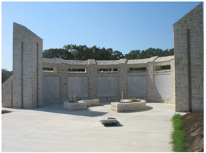 Double-Sided Curved City Columbarium, White Grey Granite Columbarium