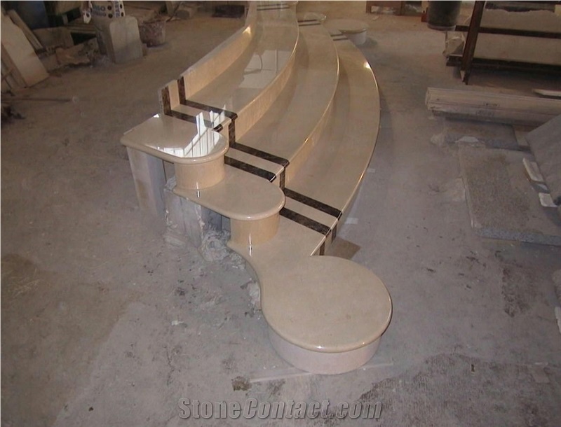 Botticino Classico Marble Stairs, Botticino Classico Beige Marble Stairs