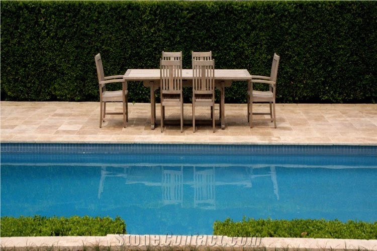 Hamara Travertine Pool Pavers, Noce Brown Travertine Pool Pavers