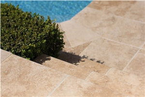 Hamara Travertine Pool Pavers, Noce Brown Travertine Pool Pavers