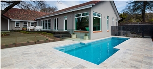 Silver Travertine Landscape and Poolscape, Silver Grey Travertine Pool Coping