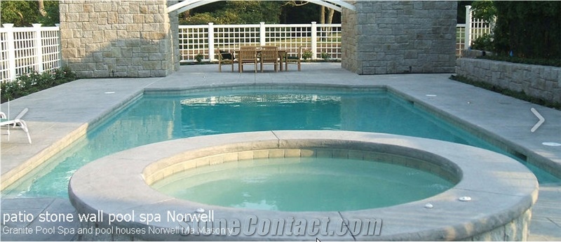 Granite Pool Spa and Pool Houses, Hartwick White Granite Pool Coping
