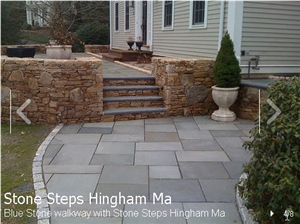 PA Blue Stone Walkway with Stone Steps, Pennsylvania Blue Stone Cobble, Pavers