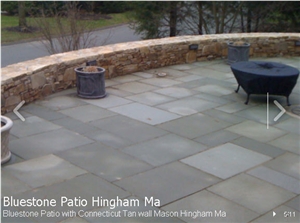 PA Bluestone Patio with Connecticut Tan Sandstone Wall, Pennsylvania Blue Stone Patio