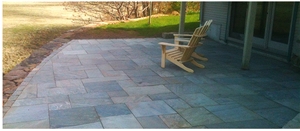 Stone Patio with Cobble Stone, Rocky Mountain Grey Quartzite Cobble Stone