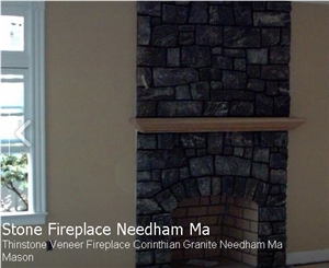 Thinstone Veneer Fireplace with Corinthian Granite, Brown Granite Fireplace