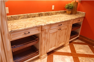 Amarelo Brasil Granite Kitchen Countertop, Brazil Gold Yellow Granite Kitchen Countertops