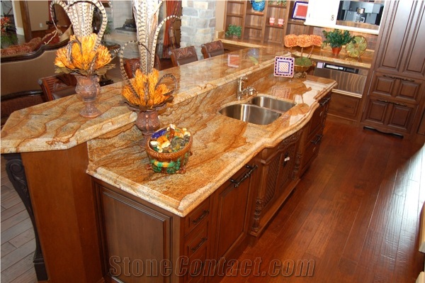 Verniz Tropical Granite Kitchen Countertop, Verniz Tropical Yellow Granite Kitchen Countertops