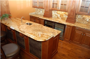 Verniz Tropical Granite Kitchen Countertop, Verniz Tropical Yellow Granite Kitchen Countertops