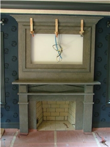 Custom Fireplace Surround with Azul Valverde Limestone, Azul Valverde Blue Limestone Fireplace Surround