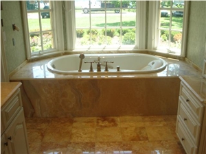 Honey Onyx Tub Surround, Honey Crema Brown Onyx Bath Tub