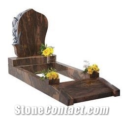 English Teak Granite Kerb Monument, English Teak Brown Granite Monument