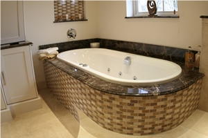 Marron Emperador Marble Tub Deck, Marron Emperador Brown Marble Bath Tub