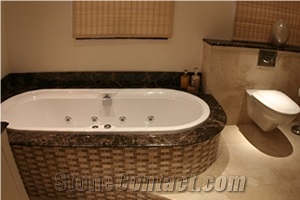 Marron Emperador Marble Tub Deck, Marron Emperador Brown Marble Bath Tub