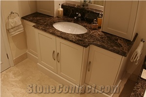 Marron Imperial Marble Bathroom Vanity Top, Marron Imperial Brown Marble Bathroom Vanity Top