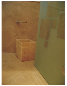 Bathroom Laundry Basket with Miel Onyx, Miel Yellow Onyx Bath Accessories