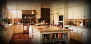 Private Residence Kitchen Design, Juparana Peach Beige Granite Kitchen Design