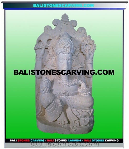 Ganesha Statue with White Palimo Sandstone