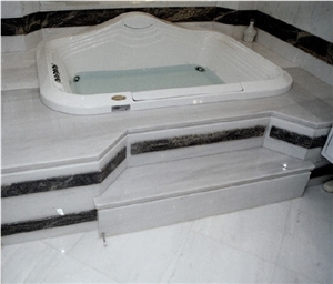 Dionissos Pentelikon Marble Bath Tub Surround, Deck, Dionissos Pentelikon White Marble Bath Tub