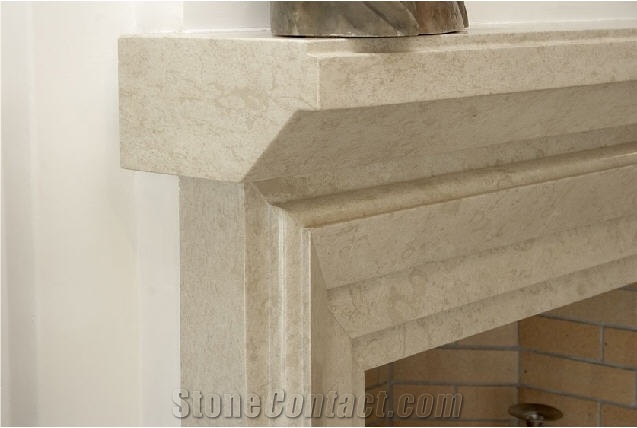 Vratza Limestone Fireplace, Vratza Beige Limestone Fireplace