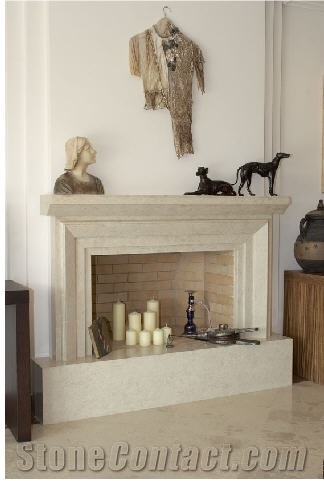 Vratza Limestone Fireplace, Vratza Beige Limestone Fireplace
