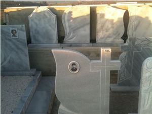 Headstone in Marmara Semi White Marble, Marmara Semi White Grey Marble Headstone