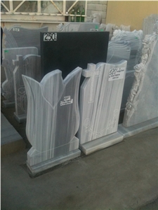 Marmara Striped Application Monuments, Tombstones, Marmara White Marble Tombstones