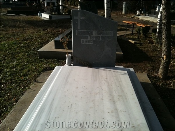Marmara Striped Application Monuments, Tombstones, Marmara White Marble Tombstones