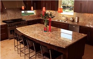 Crema Bordeaux Granite Kitchen Island Countertop