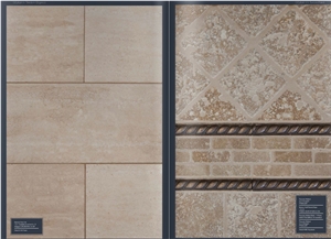 Tuscany Walnut Travertine with Bronze Rope Backsplashes, Italy Brown Travertine Tuscany Walnut Travertine with Bronze Rope Backsplashes, Italy Brown Travertine