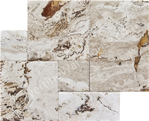 Leonardo Travertine French Pattern Tiles, Turkey Beige Travertine Leonardo Travertine French Pattern Tiles, Turkey Beige Travertine