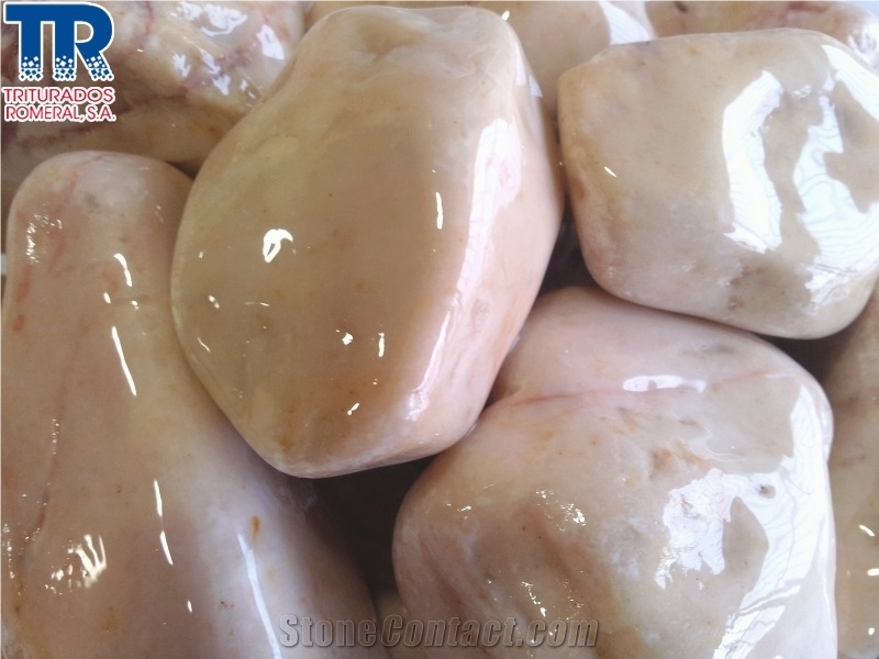 Rosa Valencia Marble Polished Pebble Stone, Red Marble Pebble