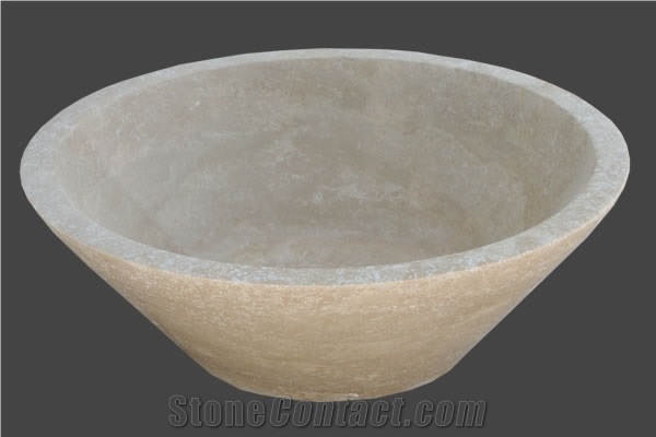 Travertine Vessel Sinks, Wash Basins, Denizli Beige Travertine