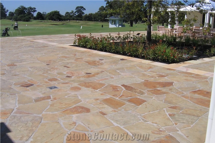 Castlemaine Slate Random Flagstone Paving, Castlemaine Beige Slate Flagstone Paving