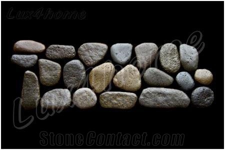 Bali Black Grey Pebble Borders and Pebble Tiles, Grey Marble Borders - Pebble on Mesh Producer / Exporter
