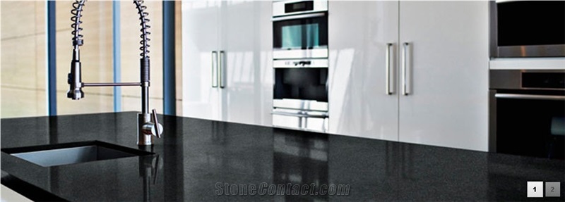 Midnight Black Quartzita Collection Quartz Stone Kitchen Countertop