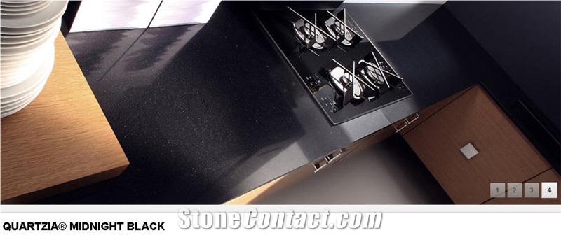 Midnight Black Quartzita Collection Quartz Stone Kitchen Countertop