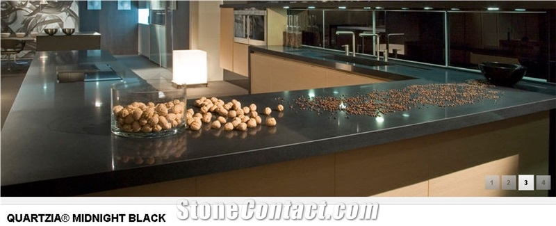 Midnight Black Quartzita Collection Quartz Stone Kitchen Countertop