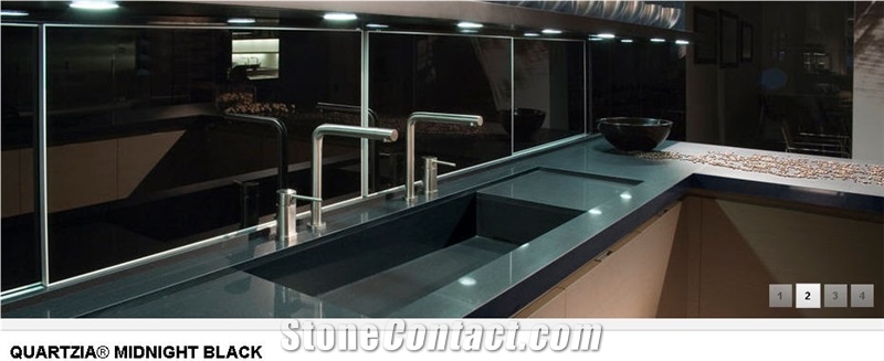 Midnight Black Quartzita Collection Quartz Stone Kitchen Countertop