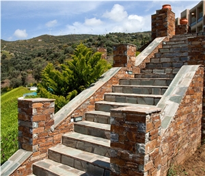 Karystos Brown Slate Deck Stairs, Stair Posts Karystos Brown Slate Deck Stairs, Stair Posts