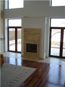 Fireplace with Borsec Beige Travertine, Borsec Brown Travertine Fireplace