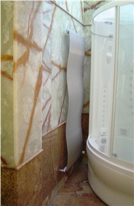 Translucent Onyx Tiles, Panels, Bathroom Design, Light Green Onyx Bathroom Design