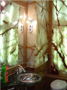 Translucent Onyx Tiles, Panels, Bathroom Design, Light Green Onyx Bathroom Design