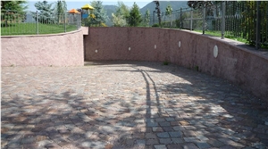 Porfido Rosso Di Meltina Facade Cladding, External Paving, Porfido Rosso Di Meltina Red Granite Cobble, Pavers