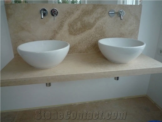 Travertino Romano Classico Bathroom Top, Travertino Romano Beige Travertine Bathroom Top