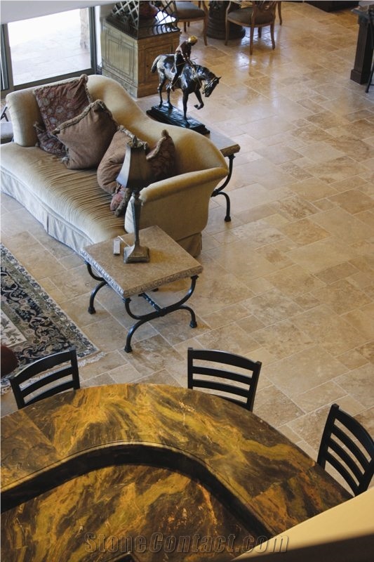 English Walnut Travertine Versailles Pattern Slabs