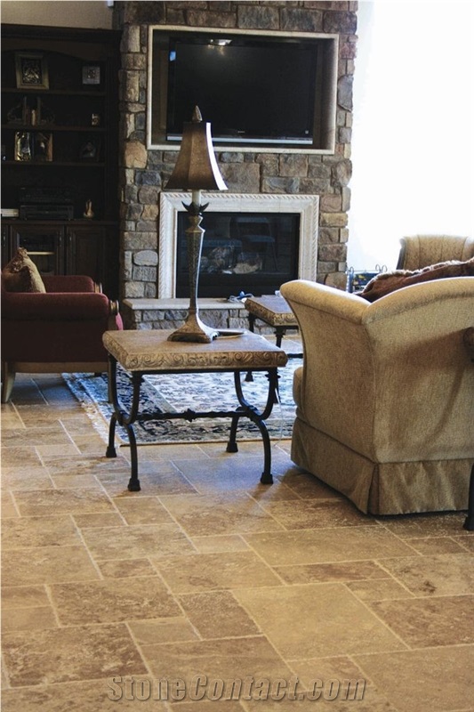 English Walnut Travertine Versailles Pattern Slabs