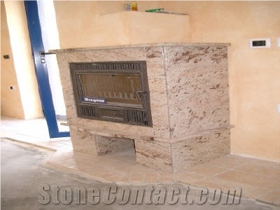 Shivakasi Ivory Granite Fireplace, Shivakasi Ivory Beige Granite Fireplace