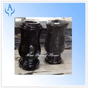 Granite Black Vases For Monuments, Shanxi Black Granite Memorial Vases